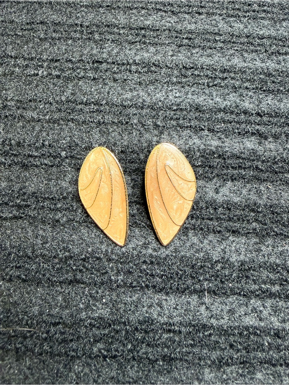 Gold and peach Teardrop Leaf Motif Women's Earrings